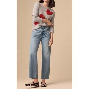 LOFT High Rise Straight Leg Raw Cut Hem Jeans Blue 14 / 32